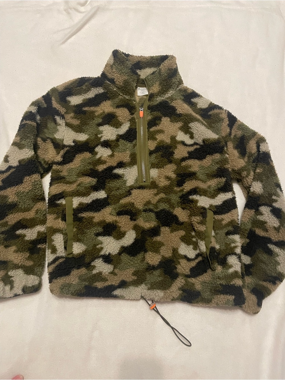 No Boundaries Camo Sherpa Half-Zip Pullover - Green/Brown/Black